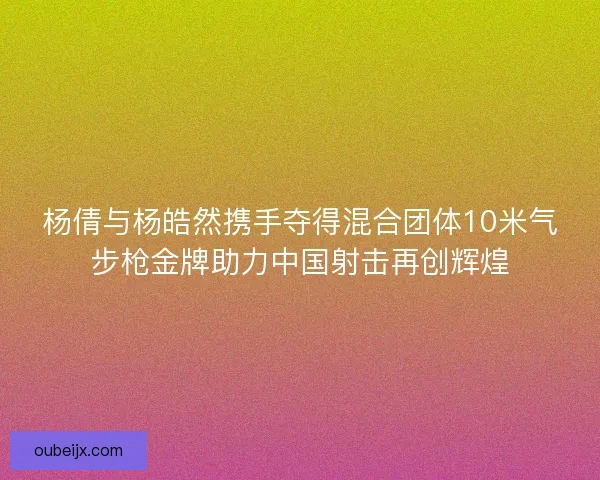 杨倩与杨皓然携手夺得混合团体10米气步枪金牌助力中国射击再创辉煌