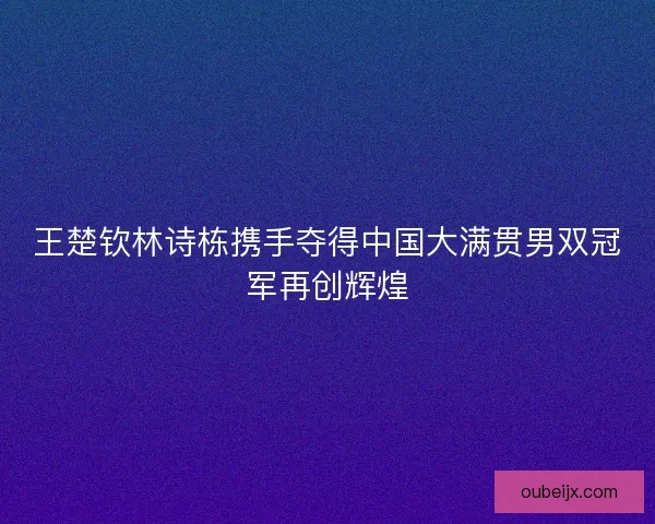 王楚钦林诗栋携手夺得中国大满贯男双冠军再创辉煌